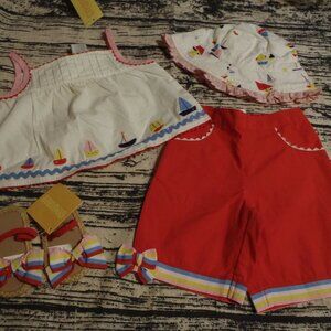 Gymboree Cote D'Azure 3-6 Month Top Capri Hat Shoes 02 Outfit NWT DEFECT